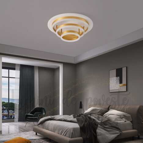 Plafoniera LED 168W Minimalist 3 Gold, LED inclus, 4 surse de iluminare, Telecomanda, Dimabil, Lumin