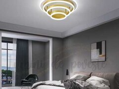 Plafoniera LED 168W Minimalist 3 Gold, LED inclus, 4 surse de iluminare, Telecomanda, Dimabil, Lumin